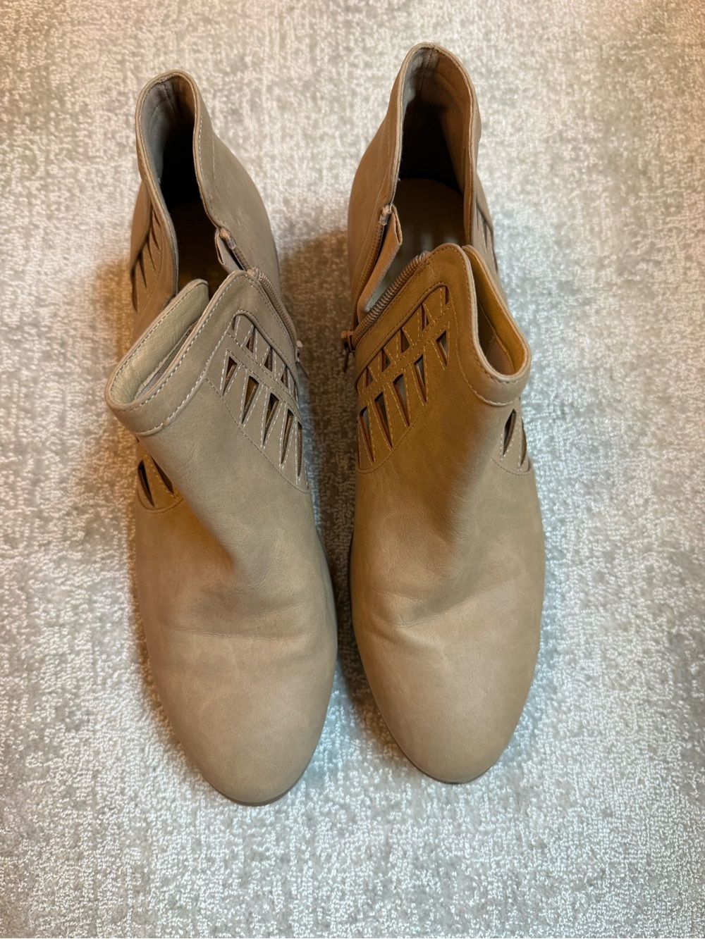 Women's Tan Cutout Ankle Booties - Classic Comfort